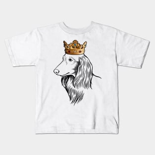 Longhaired Dachshund Dog King Queen Wearing Crown Kids T-Shirt